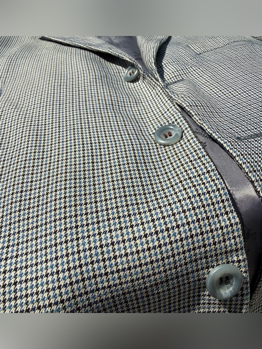 Pronto Moda Houndstooth Mens 42R Sport Coat Lana Luxury Jacket Silk Blend Blazer